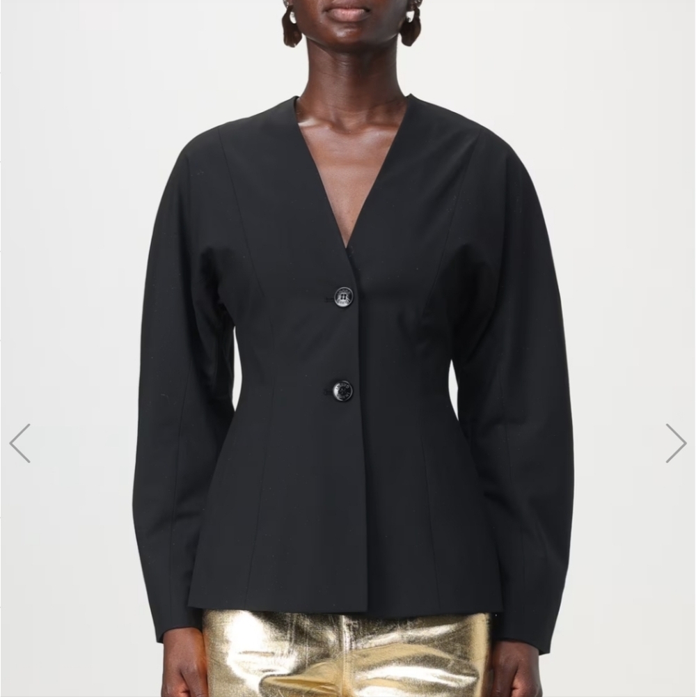 Ganni Drapey Mélange Fitted Blazer